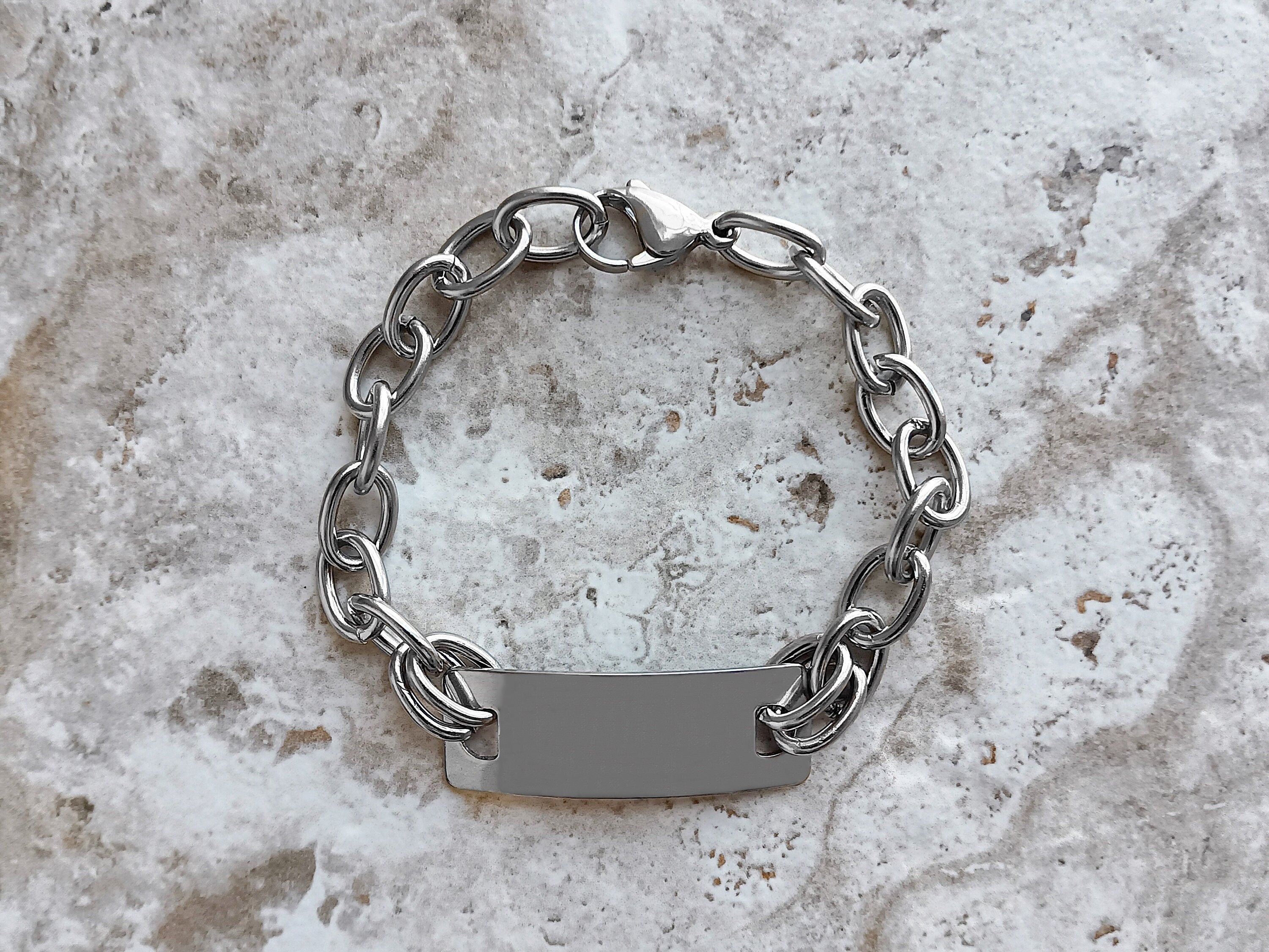 Medical ID Name Alert Bracelet Custom Personalized Engraved 9mm Oval Stainless Steel Band Strap Tarnish Resistant Jewelry Great Gift Idea